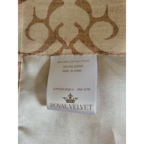 Royal Velvet TAN  Paisley Curtain Drape 2 Panels 54”x84” Rod Pocket or clip ring - Picture 2 of 7